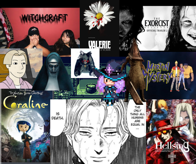 A collage of horror and fiction entertainment
