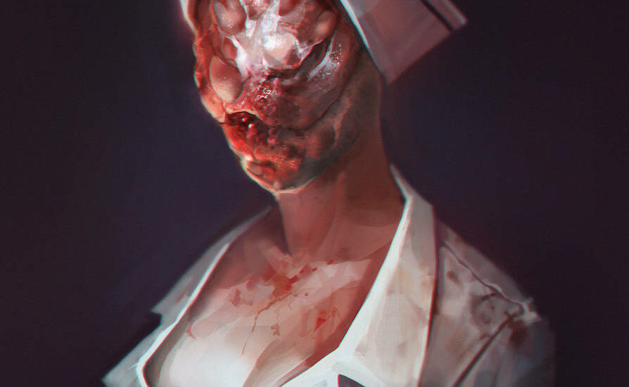 Fanart of a monstrous nurse from Silent Hill